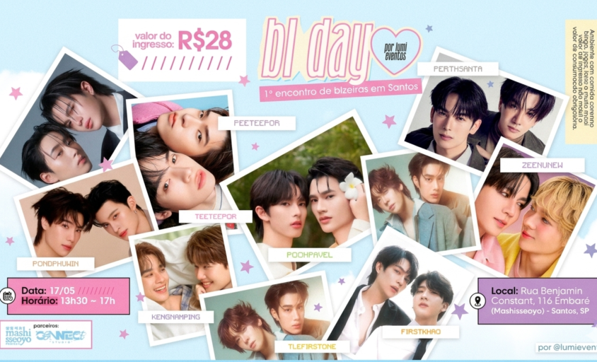 banner com personagens coreanos para um evento