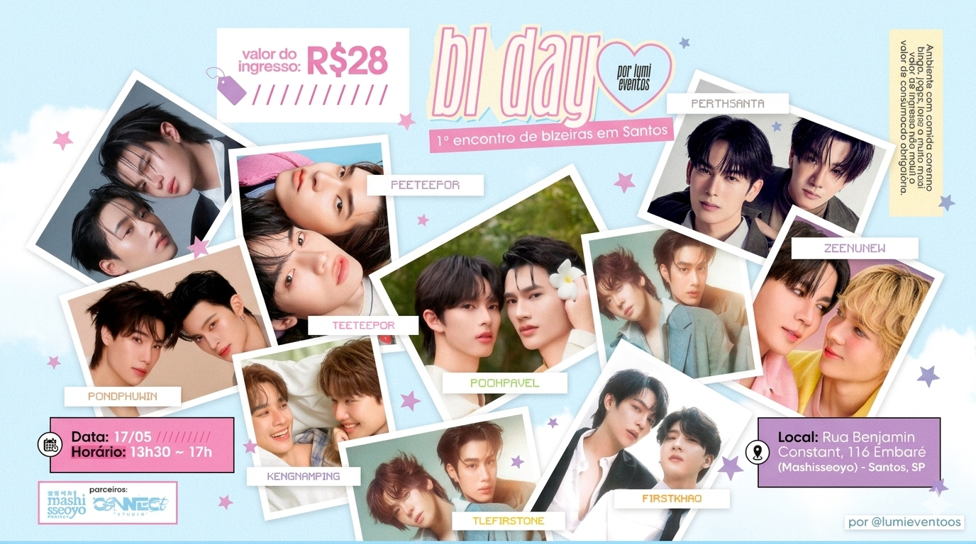banner com personagens coreanos para um evento
